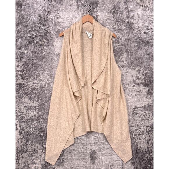 White Warren Cardigan Large Womens 100% Cashmere Ivory Open Front Sweater - Picture 1 of 7